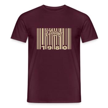 Vintage 1980 Barcode 1980: Year 2025. - Men's T-Shirt - brick red - Front - AI Model Male 178 light (178cm)