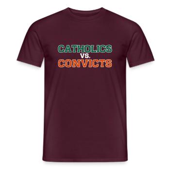 Catholics Vs. Convicts Vintage 1988 Football Gift - Men's T-Shirt - brick red - Front - AI Model Male 178 light (178cm)