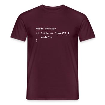 Code Therapy – Funny Programming T-Shirt - Männer T-Shirt - Ziegelrot - Vorne - AI Model Male 178 light (178cm)