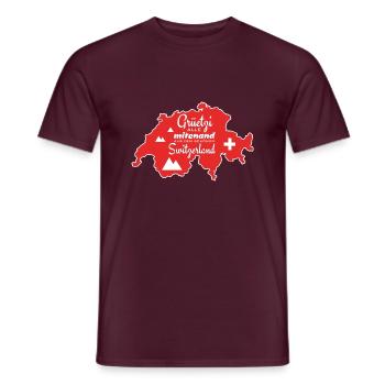 Switzerland Swiss Greetings - Grüetzi mitenand - Men's T-Shirt - brick red - Front - AI Model Male 178 light (178cm)