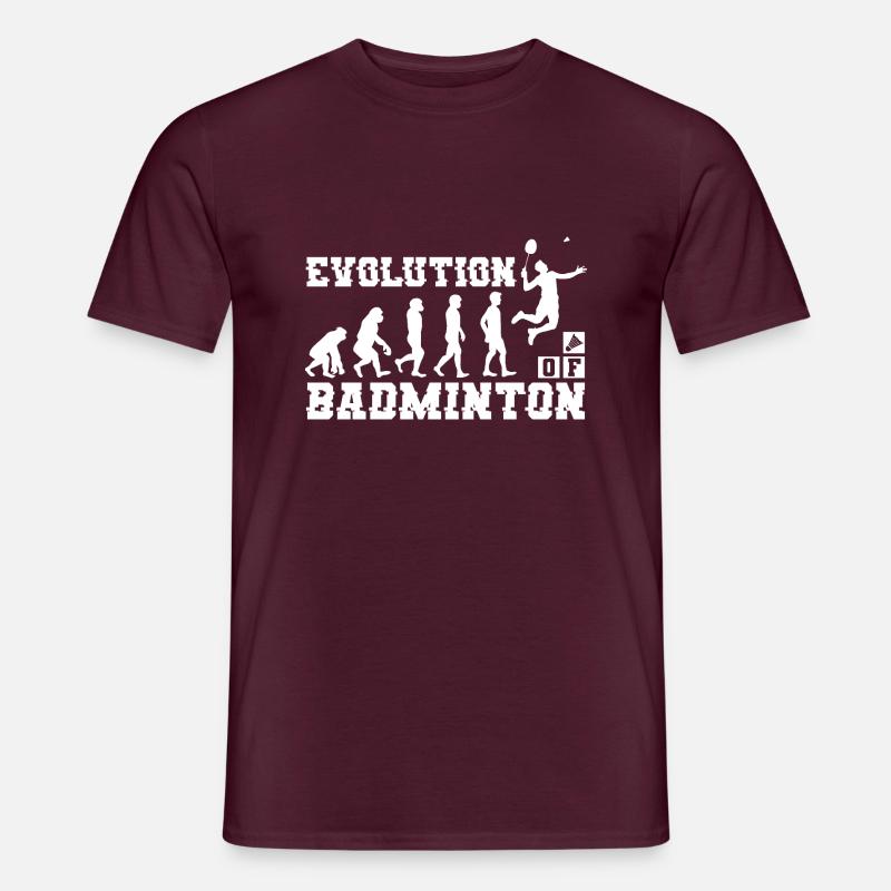 Badminton Evolution Silhouette - Männer T-Shirt - Ziegelrot