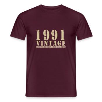 Original 1991 Vintage Vintage anniversaire rétro - T-shirt homme - rouge brique - Devant - AI Model Male 178 light (178cm)