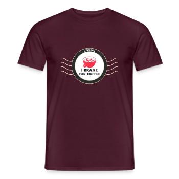 t shirt cycling I brake for coffee design - Men's T-Shirt - brick red - Front - AI Model Male 178 light (178cm)