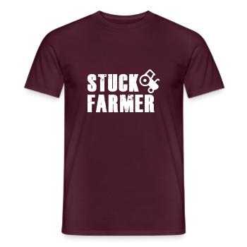 STUCK FARMER WHITE - Men's T-Shirt - brick red - Front - AI Model Male 178 light (178cm)