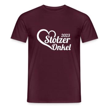 Onkel 2023 Schwangerschaft Schwanger Werdender Onk - Männer T-Shirt - Ziegelrot - Vorne - AI Model Male 178 light (178cm)