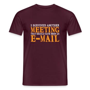 I Survived Another Meeting 34 - Men's T-Shirt - brick red - Front - AI Model Male 178 light (178cm)