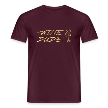 Wine Age Yellow with Wine Glass Drawing - Men's T-Shirt - brick red - Front - AI Model Male 178 light (178cm)