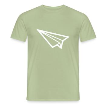 Avion en papier - T-shirt homme - vert sauge - Devant - AI Model Male 178 light (178cm)