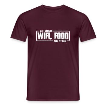 Tout ce dont j’ai besoin, c’est du wifi, de la nourriture et de mon lit 7 - T-shirt homme - rouge brique - Devant - AI Model Male 178 light (178cm)