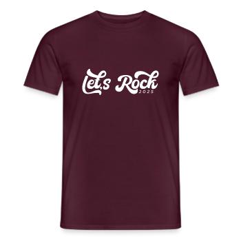 Let's Rock 2025, Retro Aesthetic Tee - Men's T-Shirt - brick red - Front - AI Model Male 178 light (178cm)