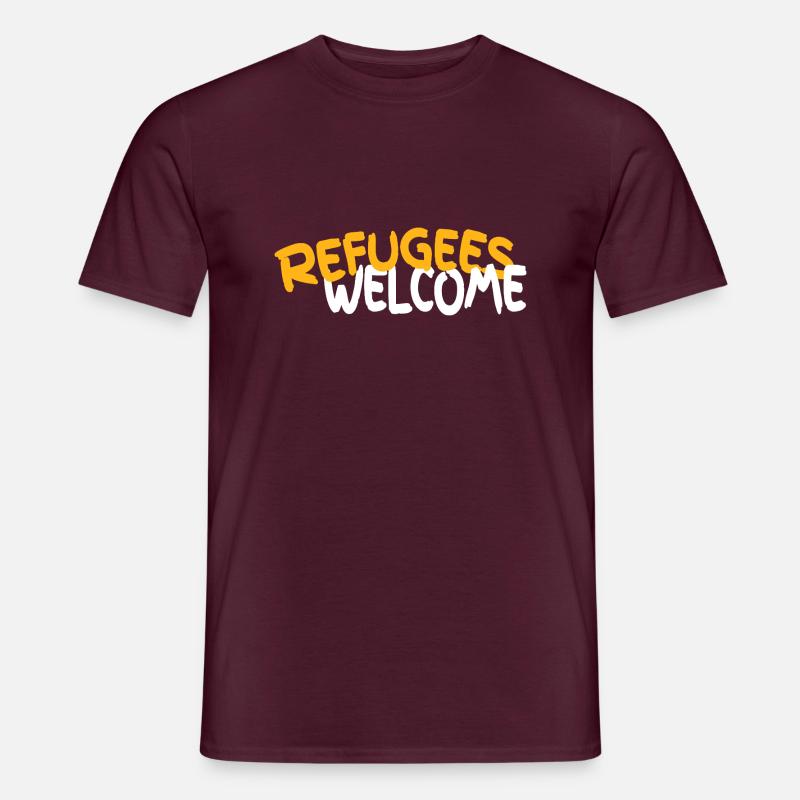 Flüchtlinge willkommen - Männer T-Shirt - Ziegelrot