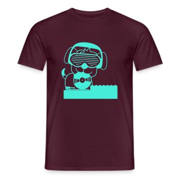 Cooler DJ Hund Haustier Schallplatte Party Musik - Männer T-Shirt - Ziegelrot - Vorne - AI Model Male 178 light (178cm)