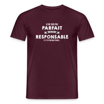 Responsable - T-shirt homme - rouge brique - Devant - AI Model Male 178 light (178cm)