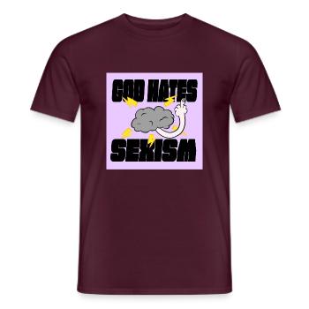 God hates sexism - Men's T-Shirt - brick red - Front - AI Model Male 178 light (178cm)