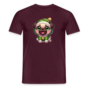 Weihnachten Mops im lustigen Baum Kostüm - Männer T-Shirt - Ziegelrot - Vorne - AI Model Male 178 light (178cm)