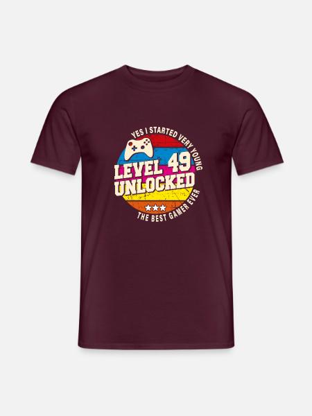 Original 1975 Vintage Level 49 Freischalten - Männer T-Shirt - Ziegelrot