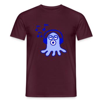 Cute octopus octopus octopus squid listening to loud music - Men's T-Shirt - brick red - Front - AI Model Male 178 light (178cm)