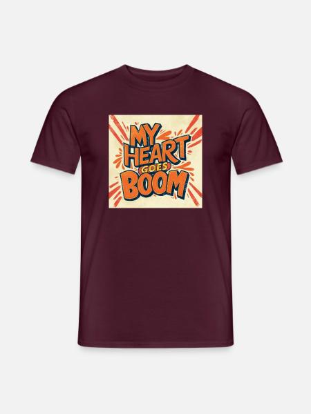 My Heart goes boom mit Schriftzug - Männer T-Shirt - Ziegelrot