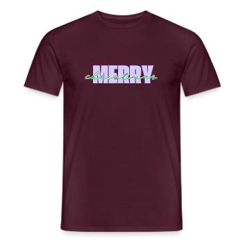 Merry Christmas Neon - Männer T-Shirt - Ziegelrot - Vorne - AI Model Male 178 light (178cm)