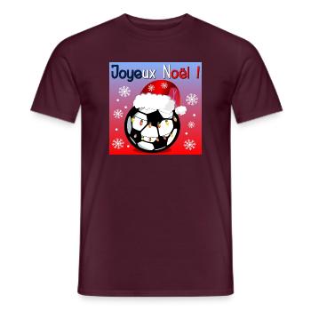 Joyeux Noël - FOOTBALL - HIVER FRANCE - Père Noël - T-shirt homme - rouge brique - Devant - AI Model Male 178 light (178cm)