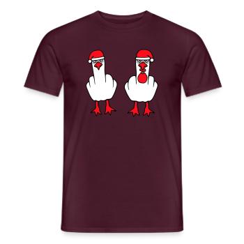 2 Möwen Mittelfinger Beleidigung Weihnachten Team - Männer T-Shirt - Ziegelrot - Vorne - AI Model Male 178 light (178cm)