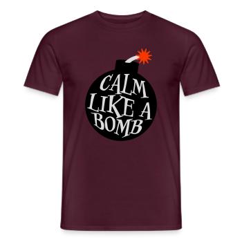 Calm Like Bomb Paradox Irony Humor Explosive Joke - Men's T-Shirt - brick red - Front - AI Model Male 178 light (178cm)