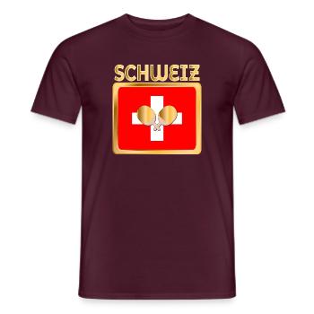 Tennis de table suisse - T-shirt homme - rouge brique - Devant - AI Model Male 178 light (178cm)