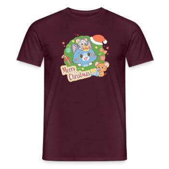 Tom & Jerry Gokko Merry Christmas - Men's T-Shirt - brick red - Front - AI Model Male 178 light (178cm)