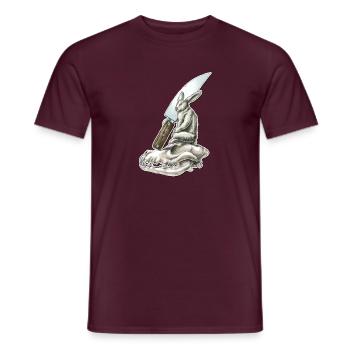 shirt motiv hare knife skull bad rabbit solo - Men's T-Shirt - brick red - Front - AI Model Male 178 light (178cm)