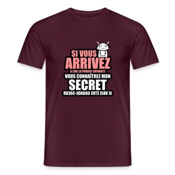 mon secret je vais être grande-soeur - T-shirt homme - rouge brique - Devant - AI Model Male 178 light (178cm)