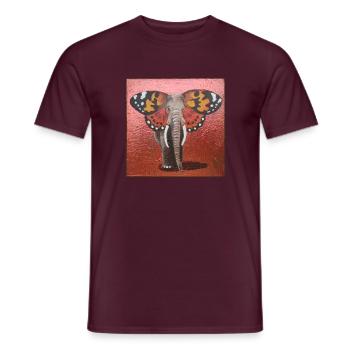 Éléphant papillon - T-shirt homme - rouge brique - Devant - AI Model Male 178 light (178cm)