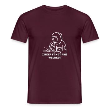 I Keep it Hot and Welded - Funny Welding T-Shirt - Men's T-Shirt - brick red - Front - AI Model Male 178 light (178cm)