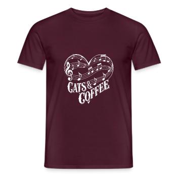 Ich liebe Katzen und Kaffee - Männer T-Shirt - Ziegelrot - Vorne - AI Model Male 178 light (178cm)