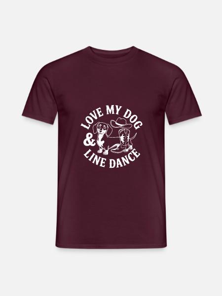 Ich liebe meinen Hund und Line Dance - Männer T-Shirt - Ziegelrot