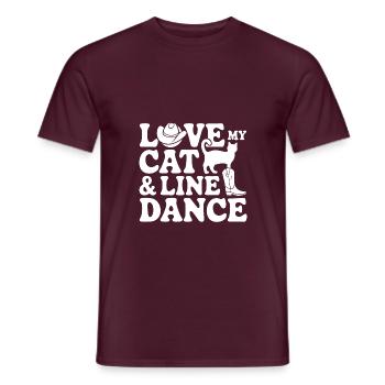 Ich liebe meine Katze und Line Dance - Männer T-Shirt - Ziegelrot - Vorne - AI Model Male 178 light (178cm)