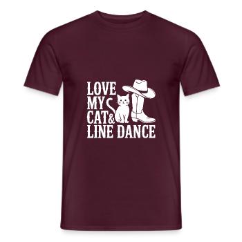 Ich liebe meine Katze und Line Dance - Männer T-Shirt - Ziegelrot - Vorne - AI Model Male 178 light (178cm)
