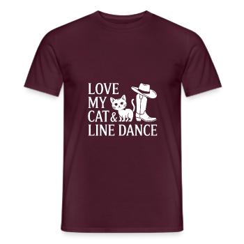 Ich liebe meine Katze und Line Dance - Männer T-Shirt - Ziegelrot - Vorne - AI Model Male 178 light (178cm)