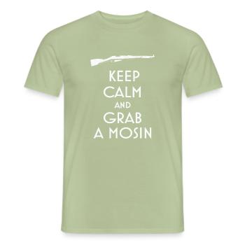 Keep Calm and Grab a Mosin T-Shirt preppers - Men's T-Shirt - sage - Front - AI Model Male 178 light (178cm)