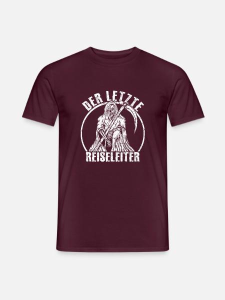 Sensenmann Reiseleiter Der Tod Skelett Fun Spruch - Männer T-Shirt - Ziegelrot