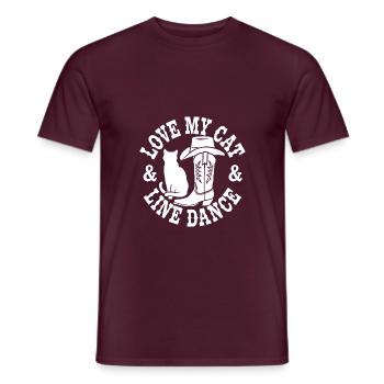 Ich liebe meine Katze und Line Dance - Männer T-Shirt - Ziegelrot - Vorne - AI Model Male 178 light (178cm)