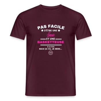 pas facile d'être basketteuse et Sœur - T-shirt homme - rouge brique - Devant - AI Model Male 178 light (178cm)
