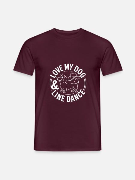 Ich liebe meinen Hund und Line Dance - Männer T-Shirt - Ziegelrot