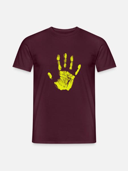 Håndaftryk, malede identitet, fingre og håndflade - Mænd T-shirt - teglrød