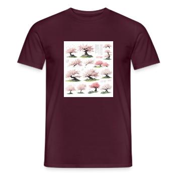 Illustrations of cherry trees - Men's T-Shirt - brick red - Front - AI Model Male 178 light (178cm)