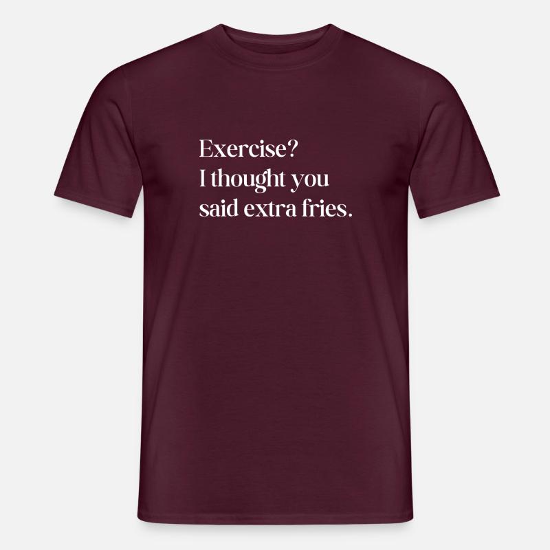 Sport treiben oder extra Pommes frites? - Männer T-Shirt - Ziegelrot