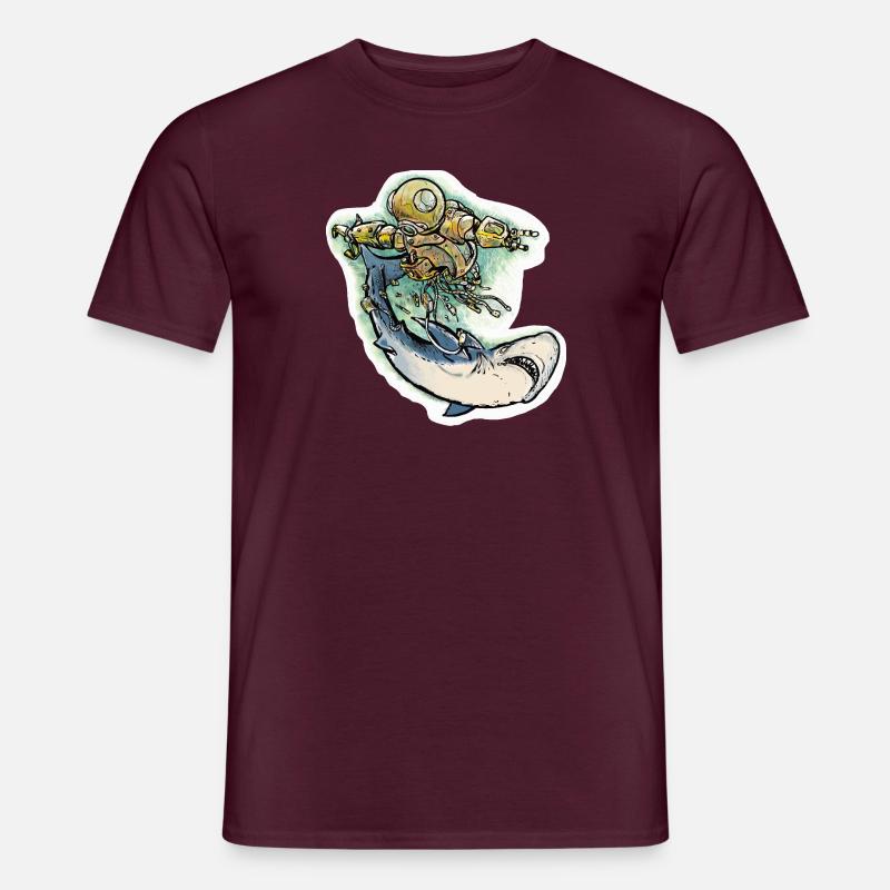 Shark vs. Robot - Men's T-Shirt - brick red