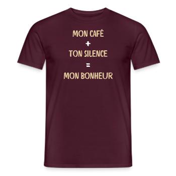 Café Silence Bonheur - T-shirt homme - rouge brique - Devant - AI Model Male 178 light (178cm)
