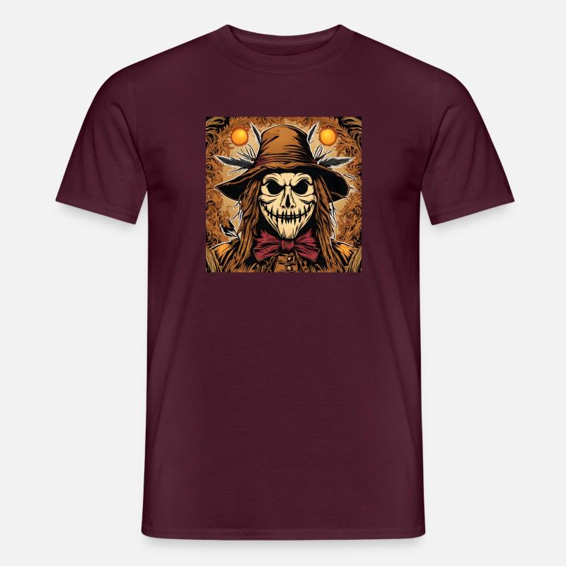 Porträt einer furchterregenden Vogelscheuche - Männer T-Shirt - Ziegelrot
