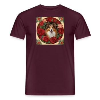 colley et roses rouges - T-shirt homme - rouge brique - Devant - AI Model Male 178 light (178cm)