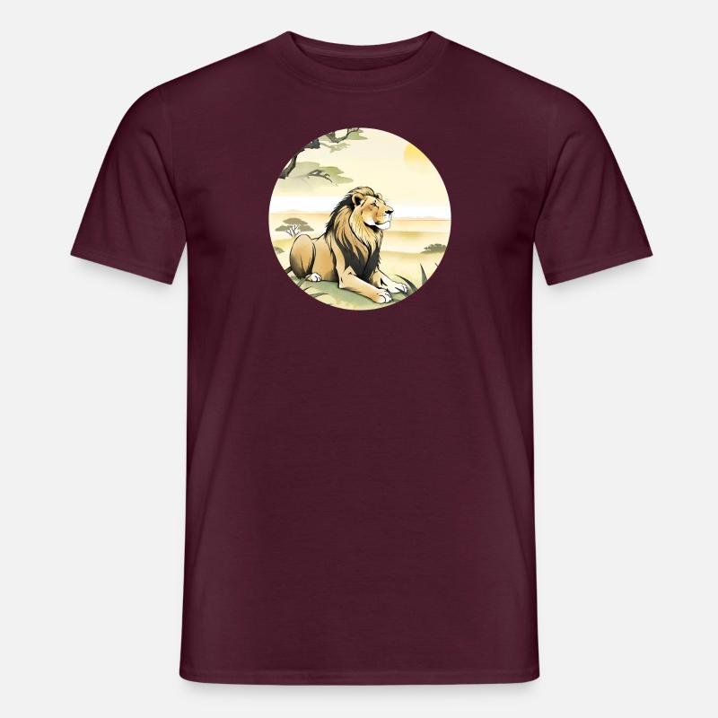 Ein Löwe in der Savanne - Männer T-Shirt - Ziegelrot